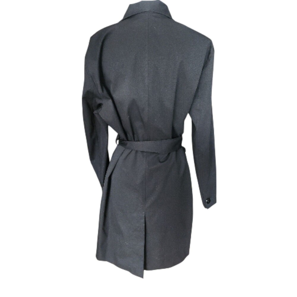 Badgley Mischka Belted Trench Coat Womens M Black Preppy Old Money Minimalist - Picture 3 of 9